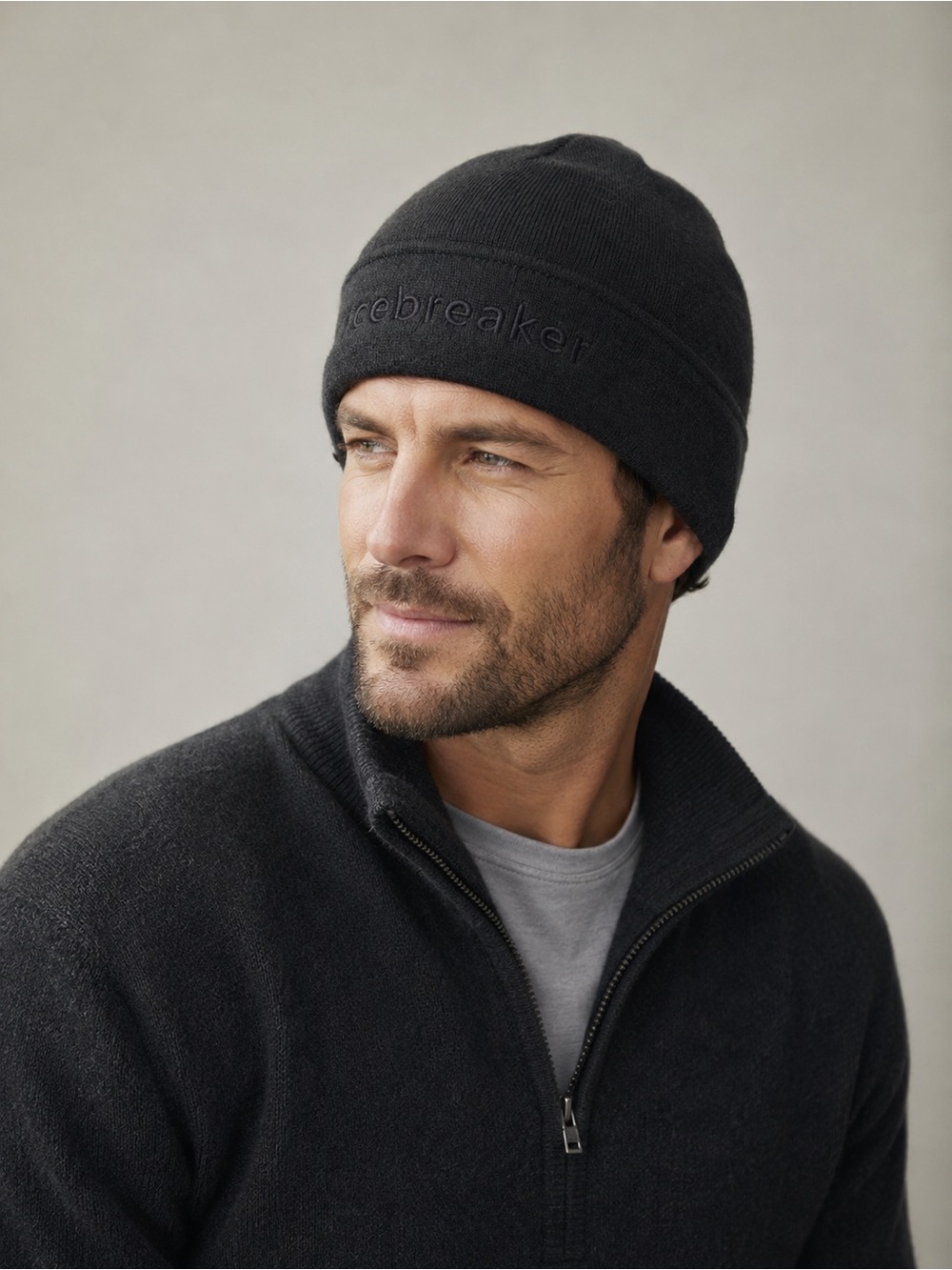 Icebreaker Merino Wool Charcoal Knit Beanie Winter Hat Unisex
